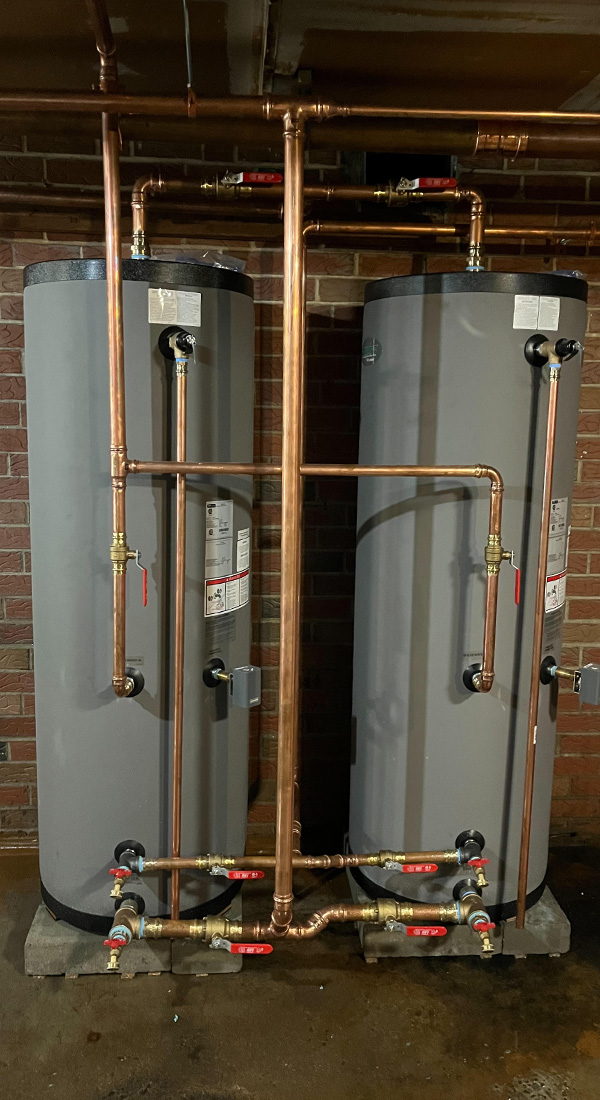 Image of a heating & cooling system in basement